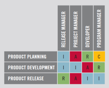 An example of an RACI Chart, a tool for optimizing board efficiency by visualizing deciding factors.